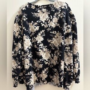 Floral Black and Cream Women's sweater